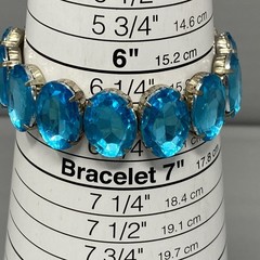 Rhinestone Stretch Bracelet Lot of 6 Blue Purple Clear Acrylic Silver Gold Tone