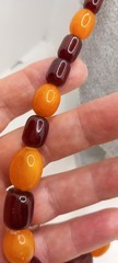 VINTAGE CHERRY RED BAKELITE NATURAL BALTIC AMBER BEADED NECKLACE 53gr