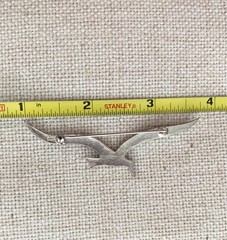 Vintage Minimalist Flying Seagull Brooch Pin Silver Tone 3″ Mid Century Modern
