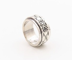 925 Sterling Silver Vintage Ring Modernist Bird Spinner Band Sz 4.5 RG36294