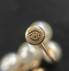 Vintage JMS 1/20 12K GF Double Pearl Stud Earrings With Screw Backs