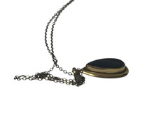 Vintage 14K Yellow Gold Black Onyx Teardrop Pendant