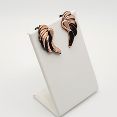 Modernist Copper Wings Climber Style Clip On Earrings Artisan Style Unsigned