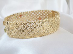 Sterling Silver 925 Gold on Natural Gemstone Statement Bracelet