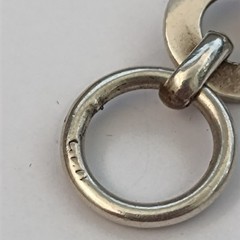 Vintage Sterling Silver Circle Link Bracelet Modernist Minimalist Toggle Round