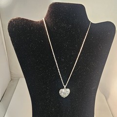 Vintage Sparkling Silver Toned Avon heart pendant with rhinestones