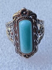 Vintage Blue Latimar Floral Sterling Silver Ladies Ring Sz 11.25