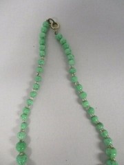 ANTIQUE FAUX JADE BEAD with CARVED FAUX JADE PENDANT CHOKER NECKLACE