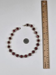Simulated Red Statement Choker, Rhinestone Silver Tone Necklace