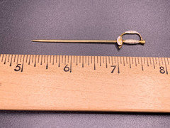 Antique 14k gold enamel sword stick pin with military shield handle 1.8 grams