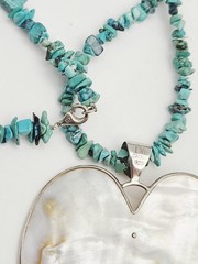 Jay King Desert Rose Trading Sterling Silver Blistered Pearl Turquoise Necklace