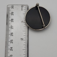 Vintage Art Deco Markasite Round Geometric Domed Sterling Silver 925 Brooch Pin