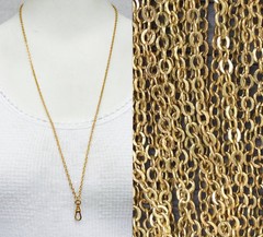 Charm Holder Necklace. Lanyard. Delicate Chain 29″ Gold Tones Chatelaine