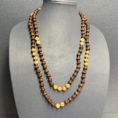 Long Wooden Bead Necklace 56 In Brown Beige Vintage Boho Hippie Festival Retro