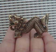 Vintage Style Solid Brass Dragon Figurine Statue Pendant Bag Charms
