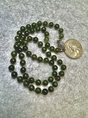 Vintage Spinach Green Jade 6mm Small Beaded Necklace 17”