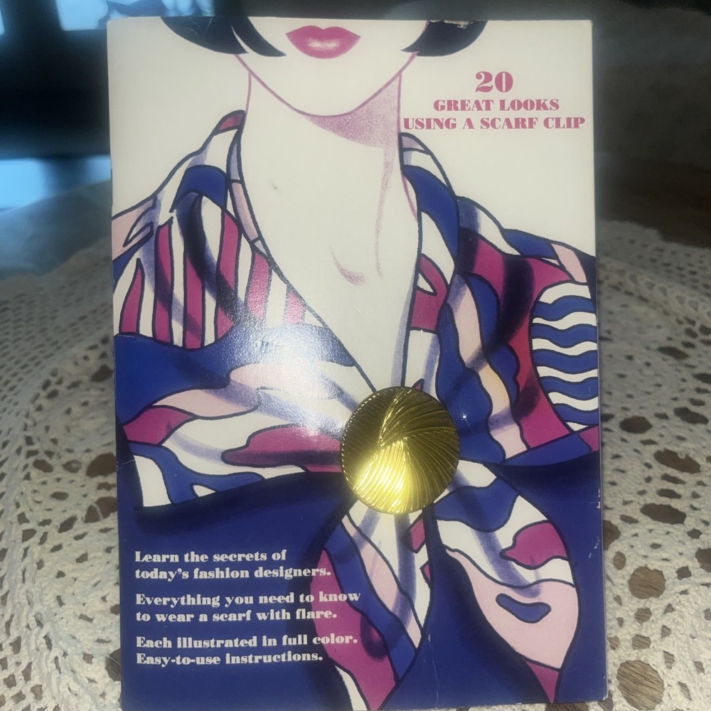 Vintage Scarf Clip and How To Instruction Guide for 20 Different Wears 60s-80s