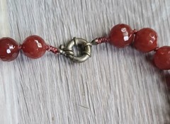 Vintage Kalifano Faceted Carnelian 16mm Bead Necklace Hand knotted 118 G