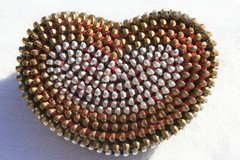 Silver Tone Puffy Hearts Pierced Earrings Studded Heart Brooch Vtg