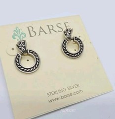 Sterling Silver BARSE Dangle Pierced Earrings Vintage .75 in