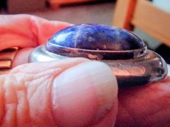 VINTAGE 1980 STERLING SILVER W/ LAPIS CABBED STONE PENDANT SOLID/HEAVY