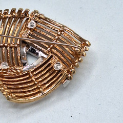 VINTAGE PUCCINI Gold and Silver Tone Abstract Triangular Brooch