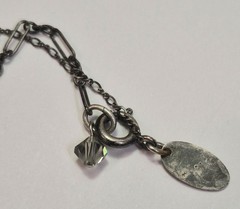 Vintage LIZ PALACIOS Necklace Dainty Crystal Pearl Black & Grey Delicate Signed
