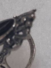 Vtg 925 SETA black Onyx Marcasite Ring Size 5.75
