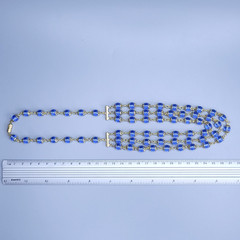 Blue Glass Necklace 21” Glass Czech Old Beads Art Deco Style Women`s Jewelry