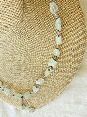 Vintage Natural Prehnite Gemstone Necklace Signed Chipita 18 Inch Plus Drop