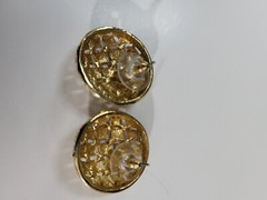 Vintage Retro Cage Wire Style Round Domed Gold Tone Screw-In Earrings Pierce