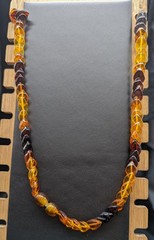 Vtg 17 in Cherry/ Cognac Honey/ Butterscotch Barrel Clasp Nugget Necklace 925-4