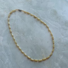 Vintage Moonglow Moonstone Tan & Ivory Delicate Oval Bead Collar Necklace