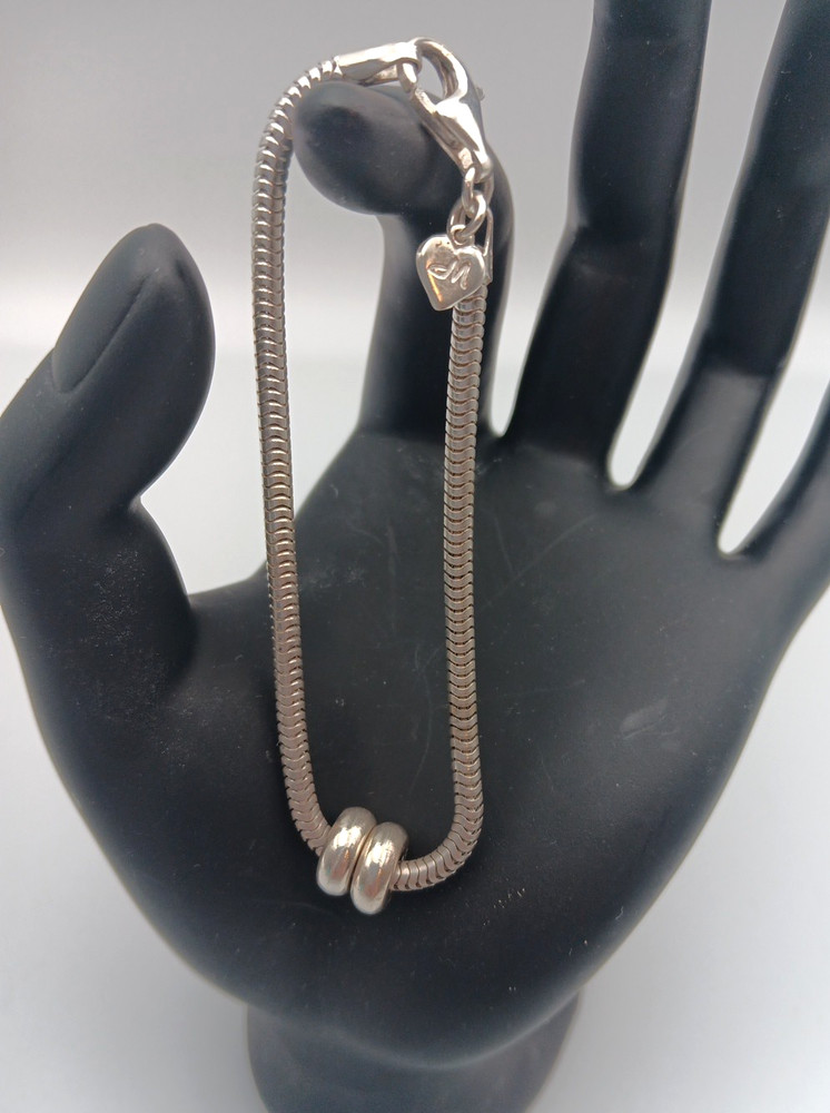 Michael Anthony MA Sterling Silver 925 Italy Snake Chain Charm Bracelet 6.50″