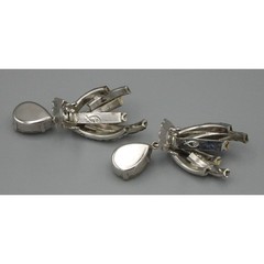 Vintage Fischland Schmuck Earrings Clear Rhinestones Channel Set Dangle