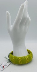 Splendette Wide Lime Green Carved Duchess Bangle Bracelet Fakelite Retro Resin