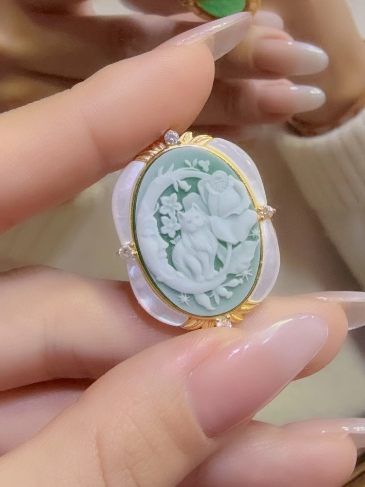 Antique style Cameo Pendant 925 Silver plated Vintage Necklace Estate Jewelry130
