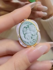 Antique style Cameo Pendant 925 Silver plated Vintage Necklace Estate Jewelry130