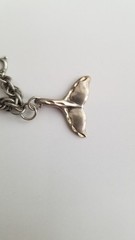 .75″ Vintage Sterling 925 SILVER Whale Tail no Bracelet CHARM Pendant