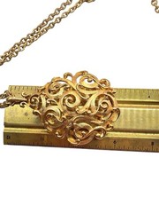 Vintage Crown Trifari Renaissance Teardrop Necklace Pendant Gold Trifarium 28” 8