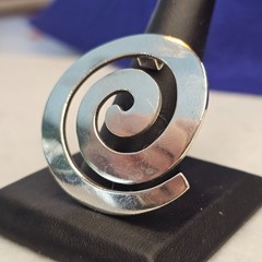 Vintage Modernist 925 Sterling Silver Spiral Swirl Pendant 40mm 14.6g