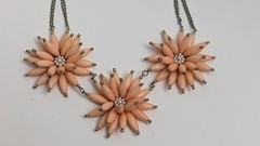 MCM Peachy Pink Large Triple Floral Statement Necklace