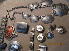 MONSTER LOT Vintage Siam Niello Sterling Necklace PinS BraceletS EARRING LQQK