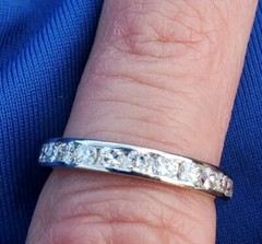 Original EARTH MINED DIAMOND Deco Wedding Band ETERNITY Anniversary Ring S 6.25