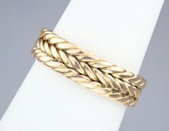 Fine Antique Victorian Solid 18K Gold Braided Rope Twist Eternity Band Ring 6.25