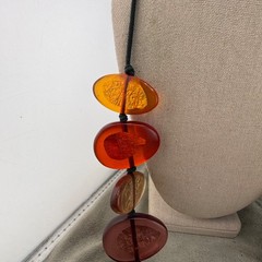 Vintage Beaded Necklace Chunky Acrylic Statement 32”