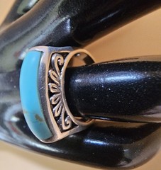 Vintage Sterling Silver Turquoise Ring Size 8 Artisan Thailand Statement Ring