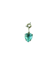 Vintage Aquamarine Blue Stone Heart Shaped Charm Pendant! MARCH BIRTHSTONE!