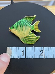 Vintage Green and Yellow Enamel Fish Brooch