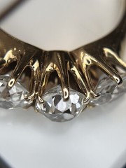 2.50 ctw Antique Old Mine Cut Diamond Three Stone Engagement Wedding Ring